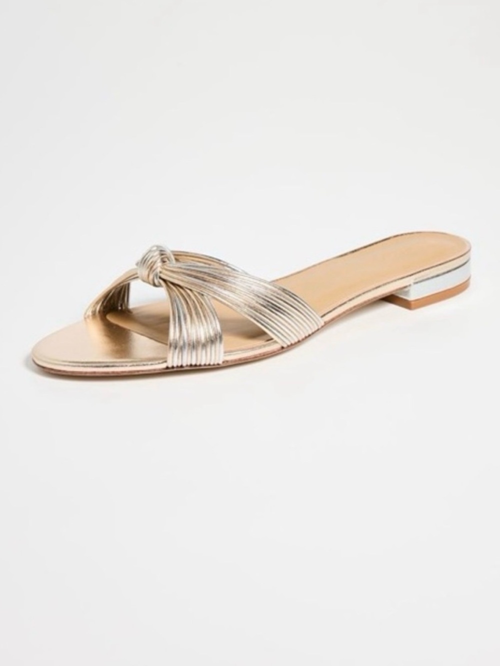 Reformation Peridot Mignon Knot Flat Sandals Gold Silver